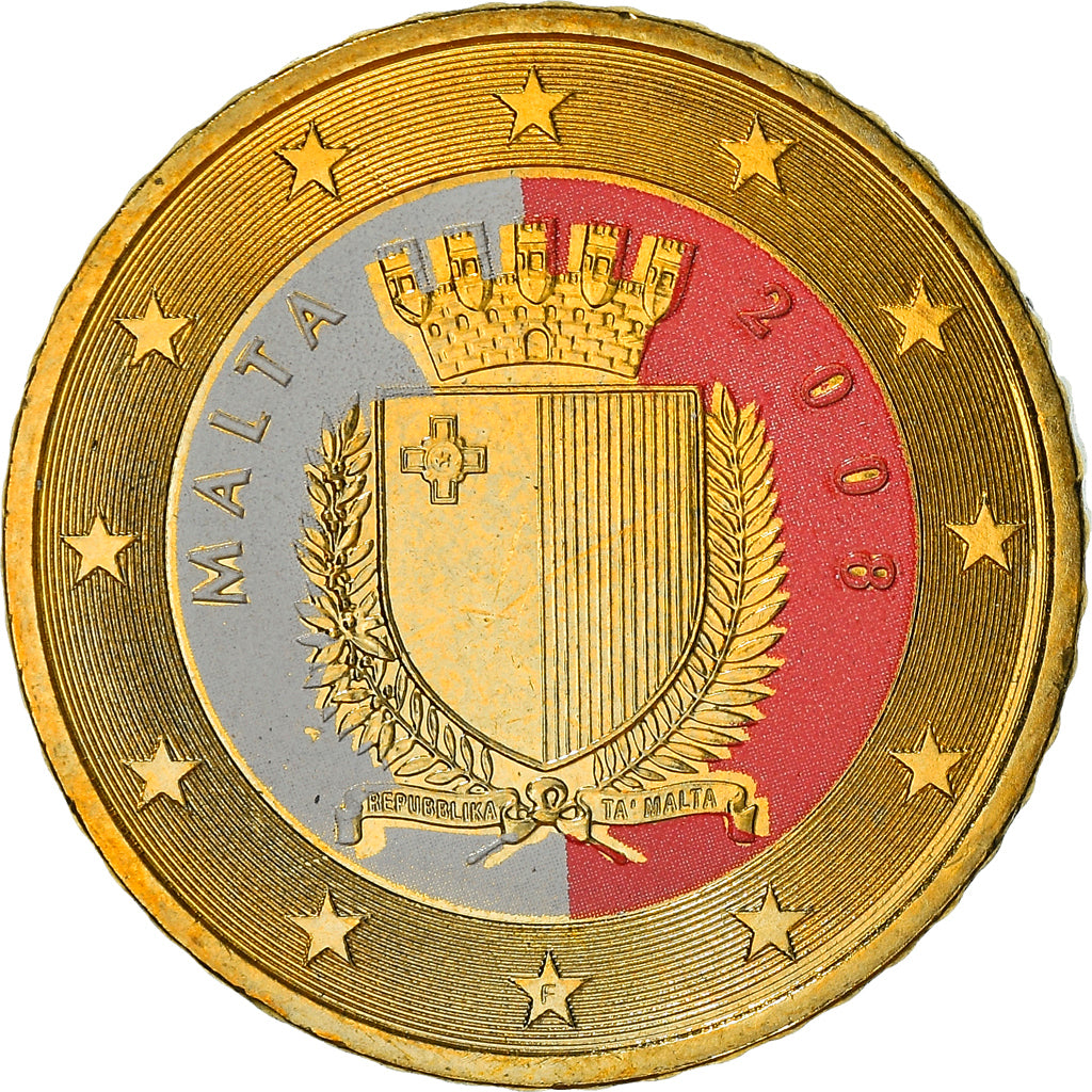 Malta, 50 Euro Cent, 2008, Paris, Colourized, SPL, Ottone, KM:130