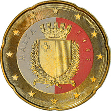 Malta, 20 Euro Cent, 2008, Paris, Colourized, MS(63), Latão, KM:129