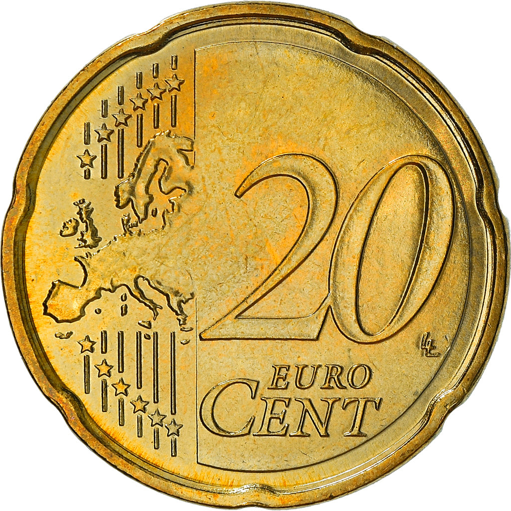 Malta, 20 Euro Cent, 2008, Paris, Colourized, MS(63), Latão, KM:129