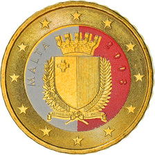 Malta, 10 Euro Cent, 2008, Paris, Colourized, MS(64), Latão, KM:128