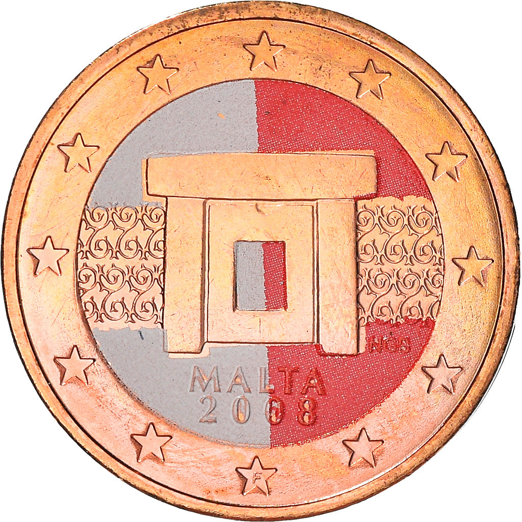 Malta, 2 Euro Cent, 2008, Paris, Colourized, SPL, Acciaio placcato rame, KM:126