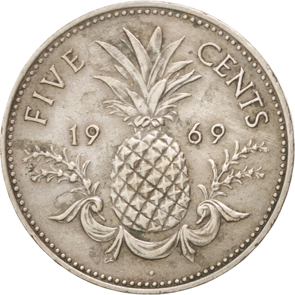 BAHAMAS, 5 Cents, 1969, KM #3, EF(40-45), Copper-Nickel, 21, 3.96