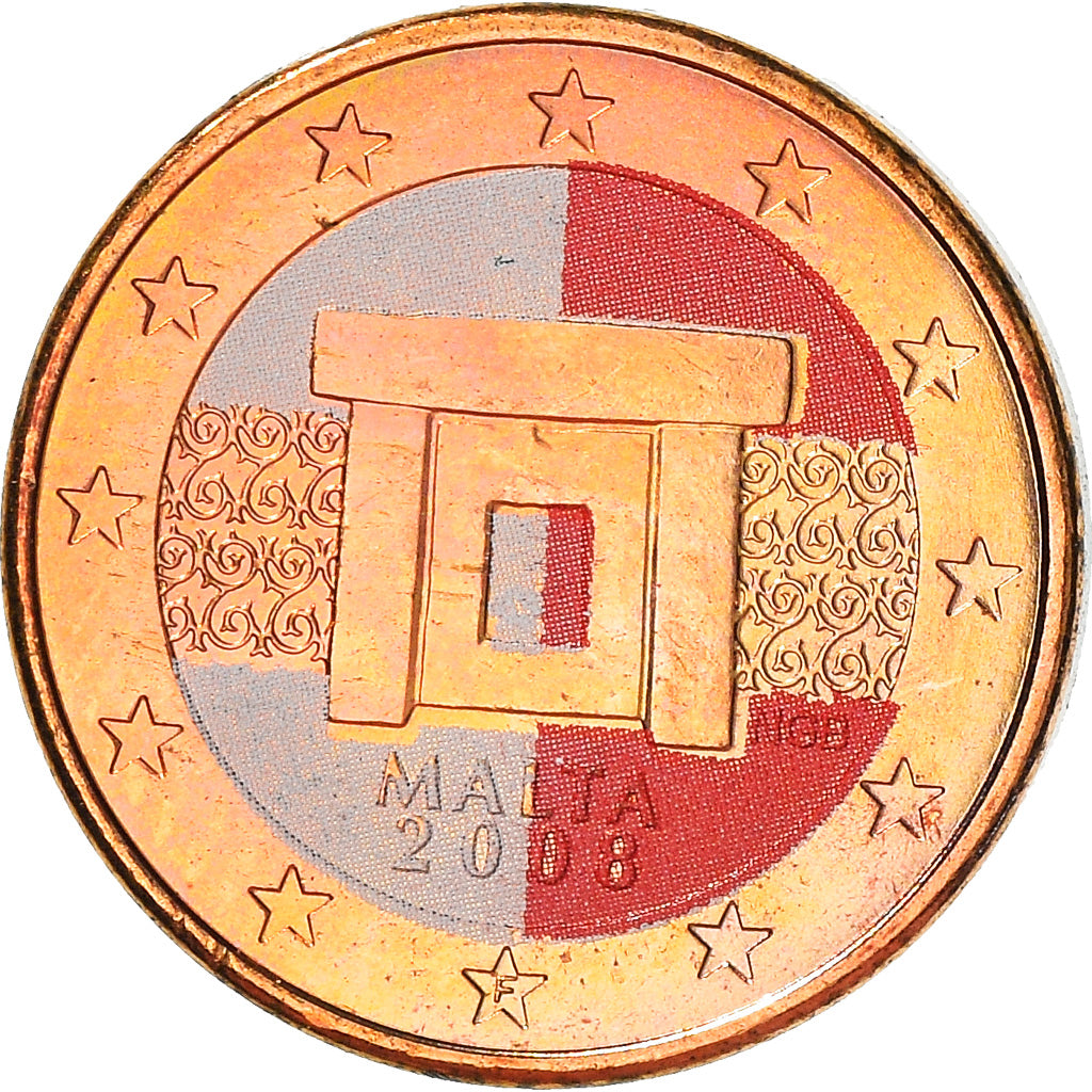 Malta, Euro Cent, 2008, Colourized, SPL, Acciaio placcato rame, KM:New
