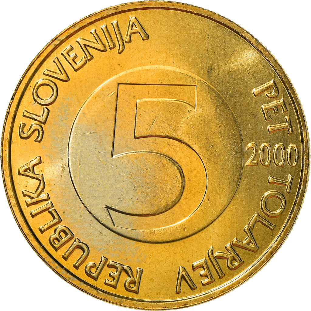 Moneta, Slovenia, 5 Tolarjev, 2000, SPL, Nichel-ottone, KM:6