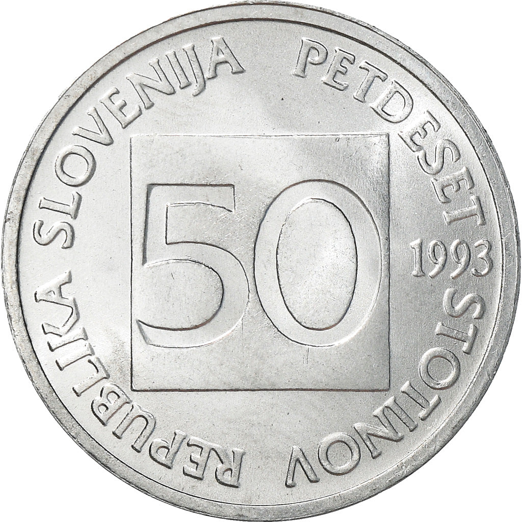Moneta, Slovenia, 50 Stotinov, 1993, SPL+, Alluminio, KM:3