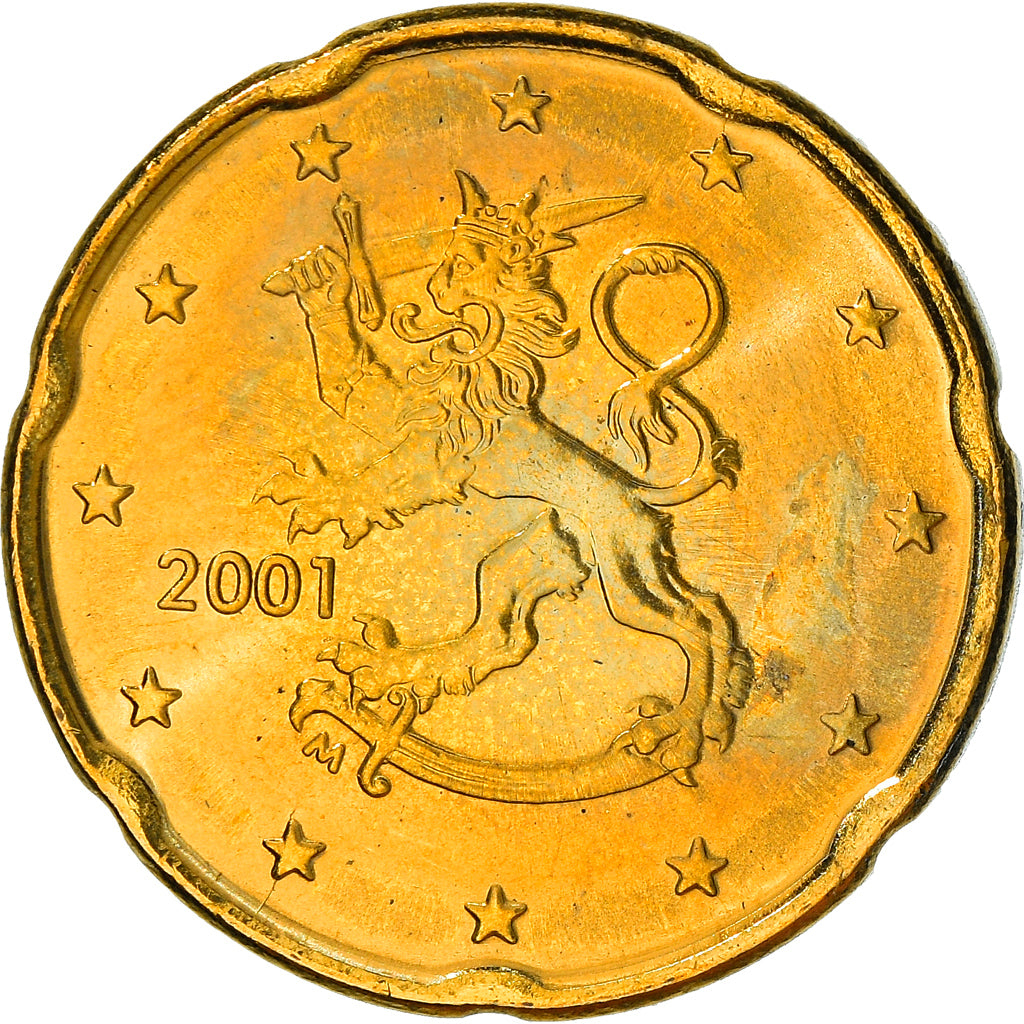Finlandia, 20 Euro Cent, 2001, Vantaa, BB+, Ottone, KM:102