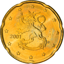 Finlandia, 20 Euro Cent, 2001, Vantaa, BB+, Ottone, KM:102