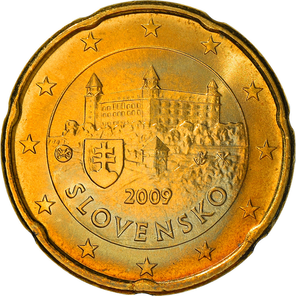 Slovakia, 20 Euro Cent, 2009, Kremnica, AU(50-53), Brass, KM:99