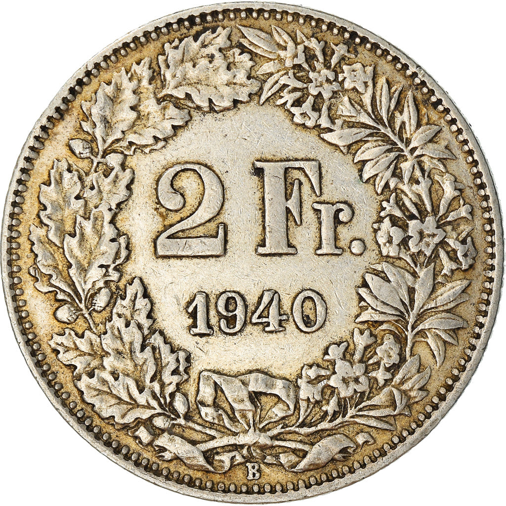 Moeda, Suíça, 2 Francs, 1940, Bern, EF(40-45), Prata, KM:21