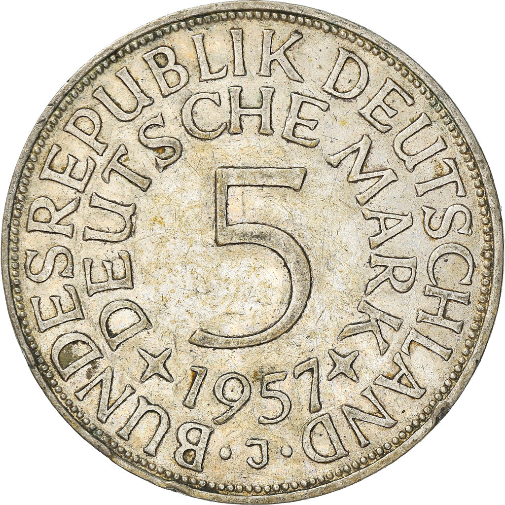 Monnaie, République fédérale allemande, 5 Mark, 1957, Hamburg, TTB+, Argent