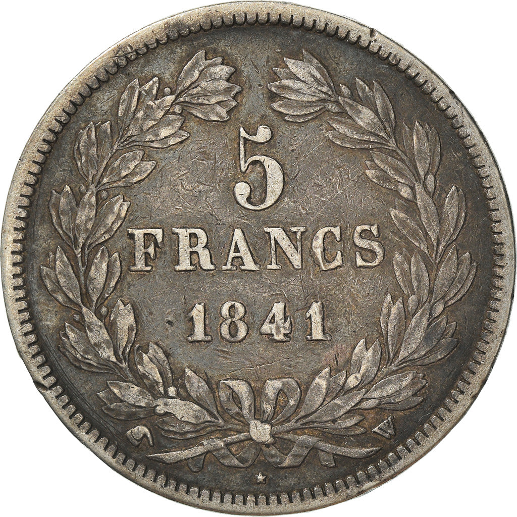 Moneta, Francia, Louis-Philippe, 5 Francs, 1841, Lille, MB+, Argento, KM:749.13