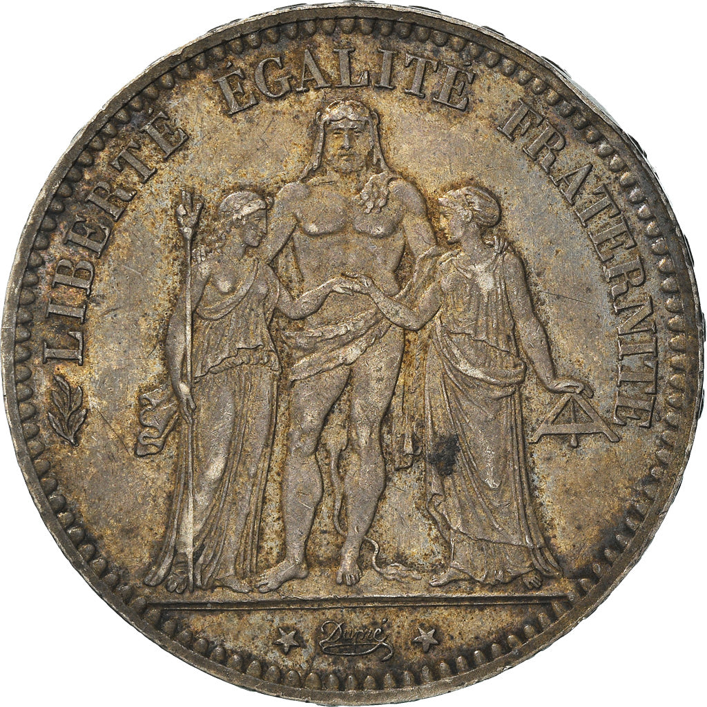 Moneta, Francia, Hercule, 5 Francs, 1877, Paris, MB+, Argento, KM:820.1