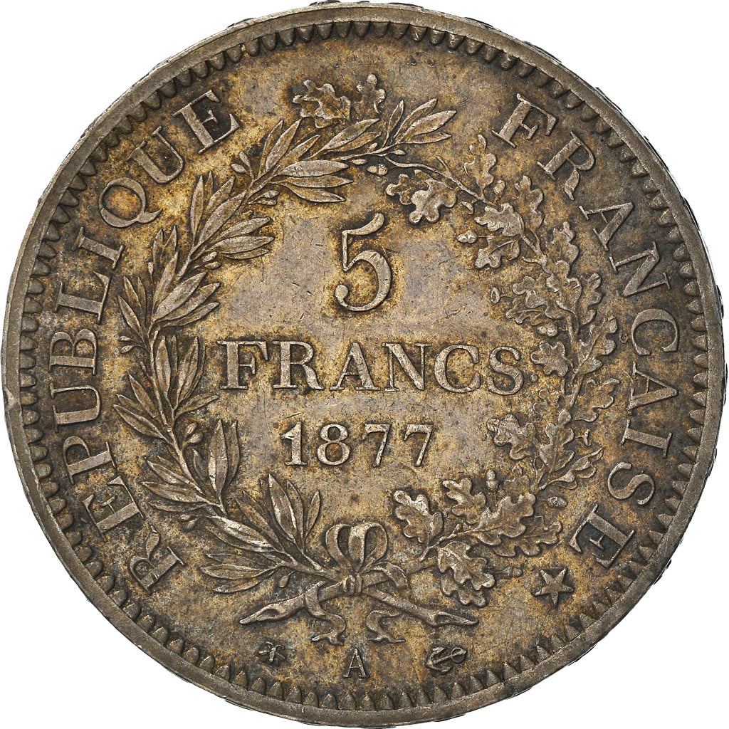 Moneta, Francia, Hercule, 5 Francs, 1877, Paris, MB+, Argento, KM:820.1