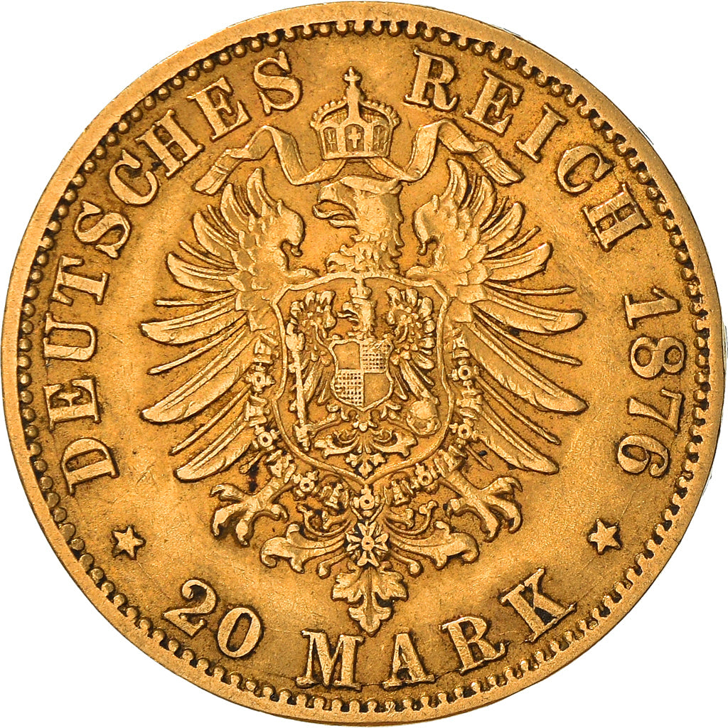 Monnaie, Etats allemands, SAXONY-ALBERTINE, Albert, 20 Mark, 1876, Dresde, TTB