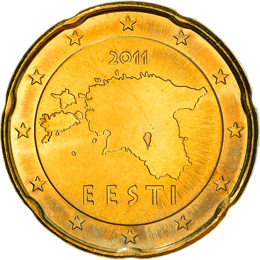 Estonia, 20 Euro Cent, 2011, Vantaa, VZ+, Messing, KM:65