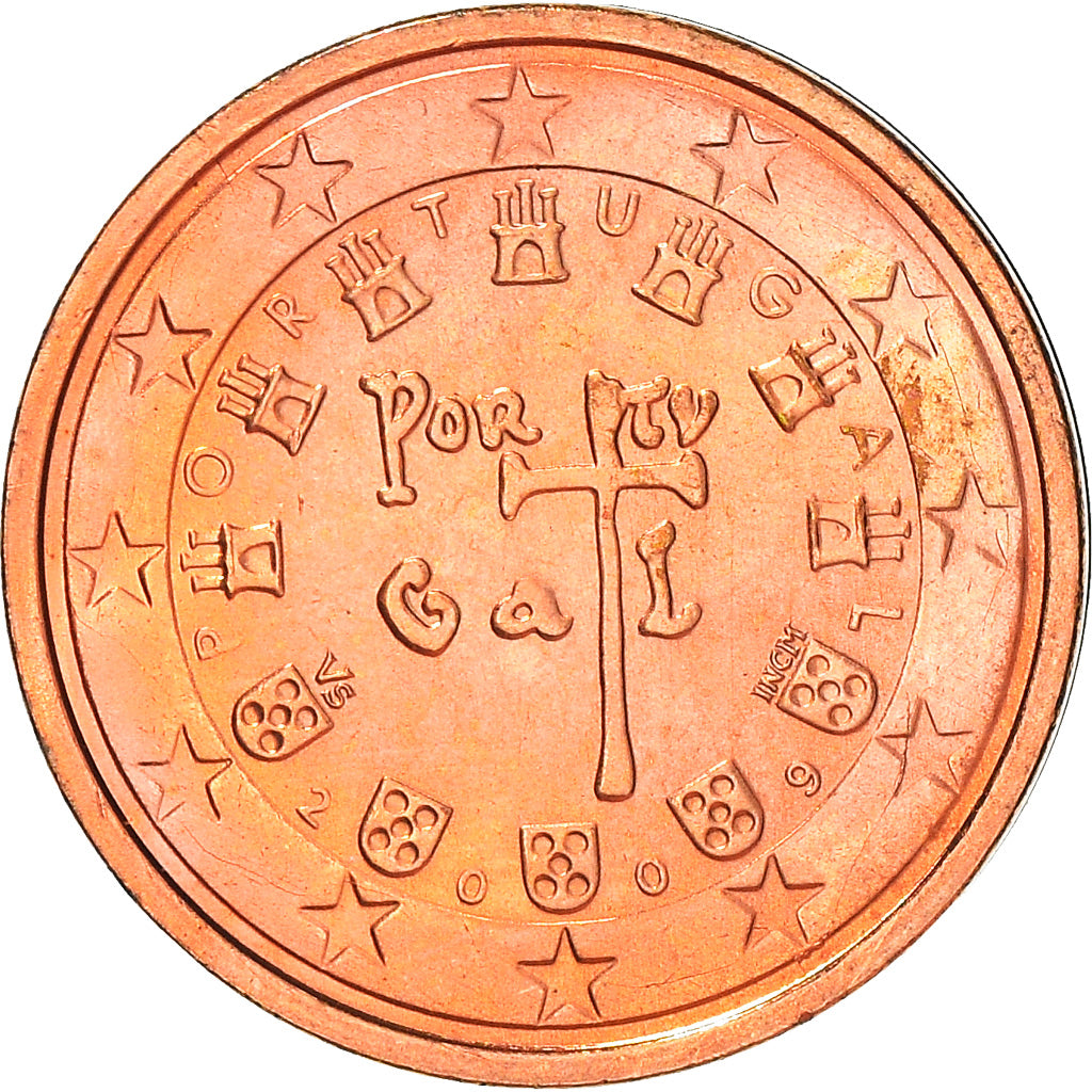 Portugal, 2 Euro Cent, 2009, Lisbon, UNZ+, Copper Plated Steel, KM:741