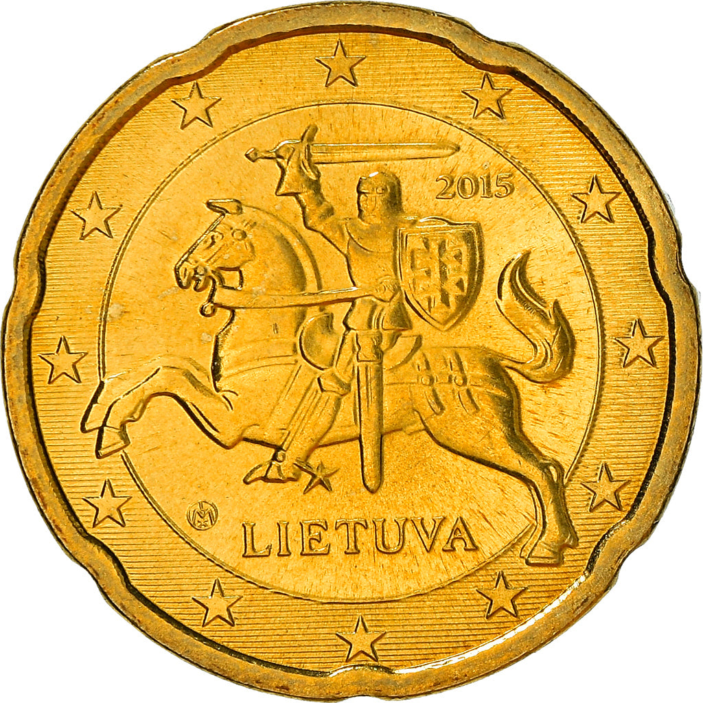 Lituania, 20 Euro Cent, 2015, EBC+, Nordic gold