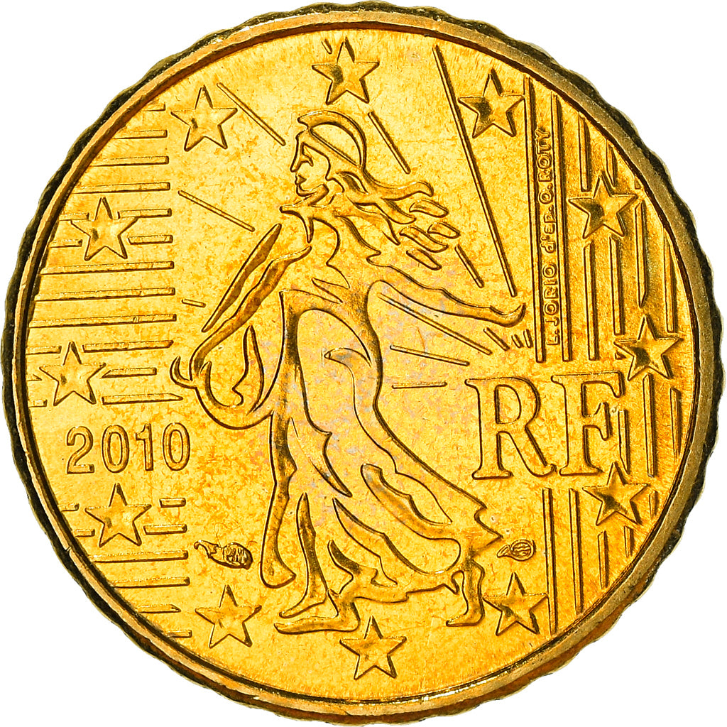 France, 10 Euro Cent, 2010, Paris, BU, SPL+, Laiton, KM:1410