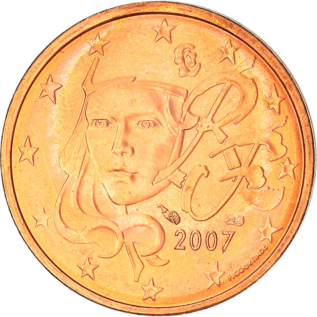 France, 2 Euro Cent, 2007, Paris, AU(50-53), Copper Plated Steel, Gadoury:2