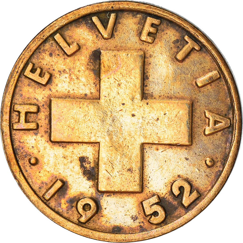 Moneta, Svizzera, 2 Rappen, 1952, Bern, MB, Bronzo, KM:47