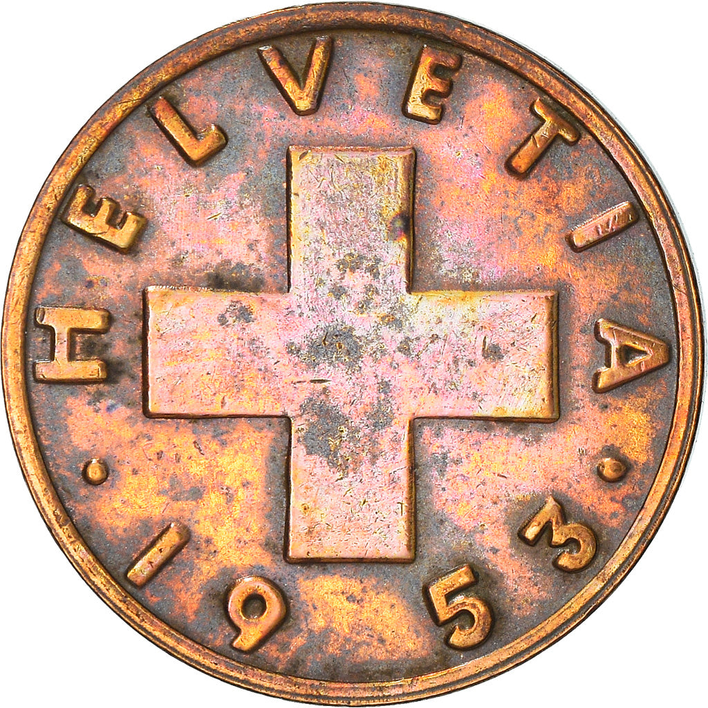 Moneta, Svizzera, 2 Rappen, 1953, Bern, MB, Bronzo, KM:47