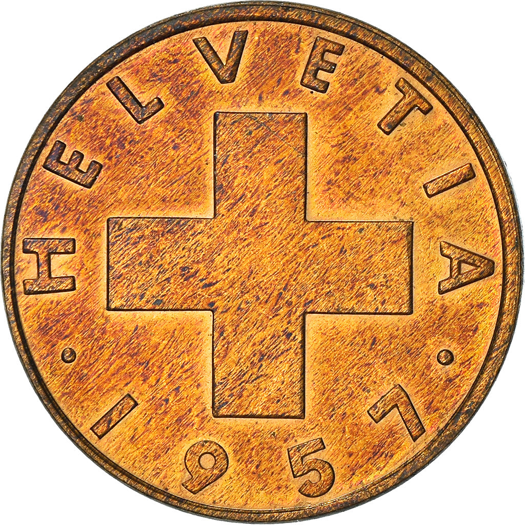 Moneta, Svizzera, 2 Rappen, 1957, Bern, SPL-, Bronzo, KM:47
