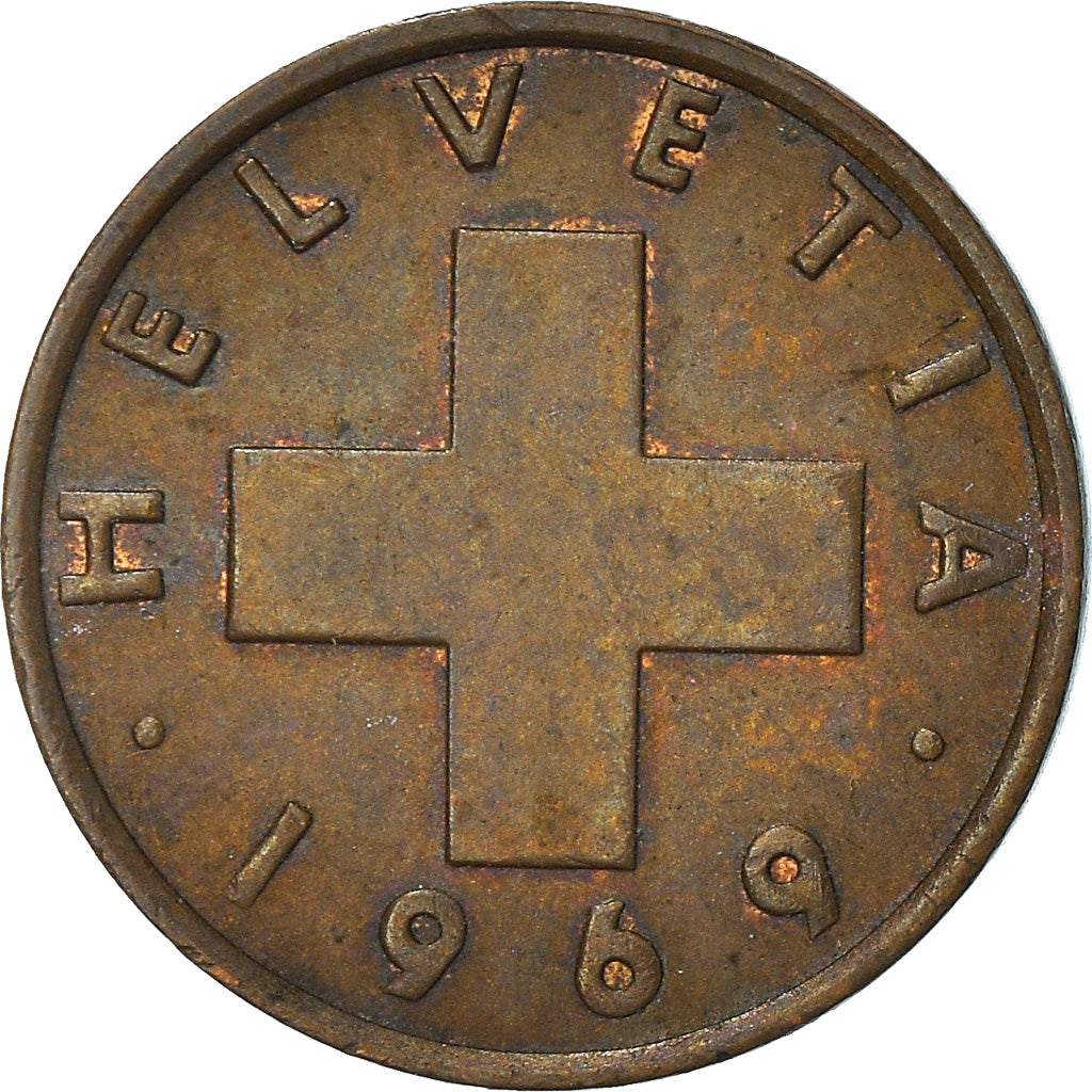 Moneta, Svizzera, Rappen, 1969, Bern, MB+, Bronzo, KM:46