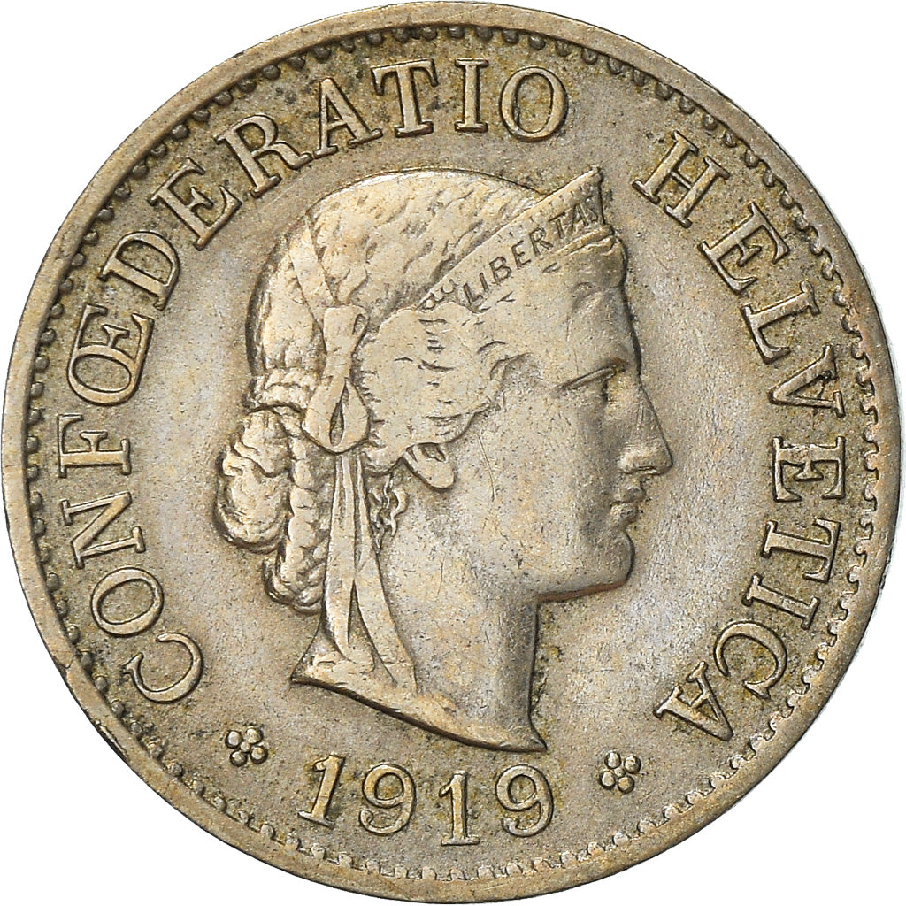 Münze, Schweiz, 5 Rappen, 1919, Bern, S+, Copper-nickel, KM:26