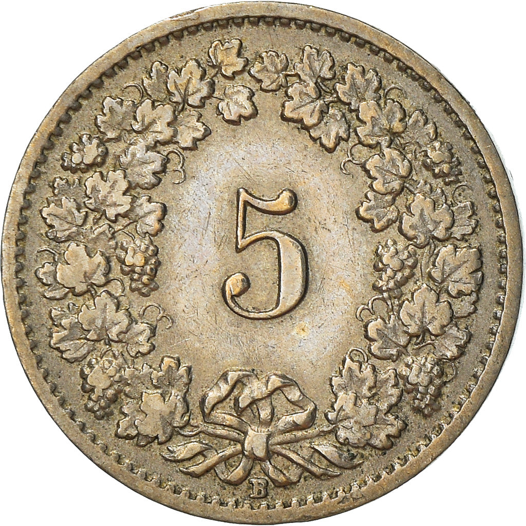 Münze, Schweiz, 5 Rappen, 1919, Bern, S+, Copper-nickel, KM:26