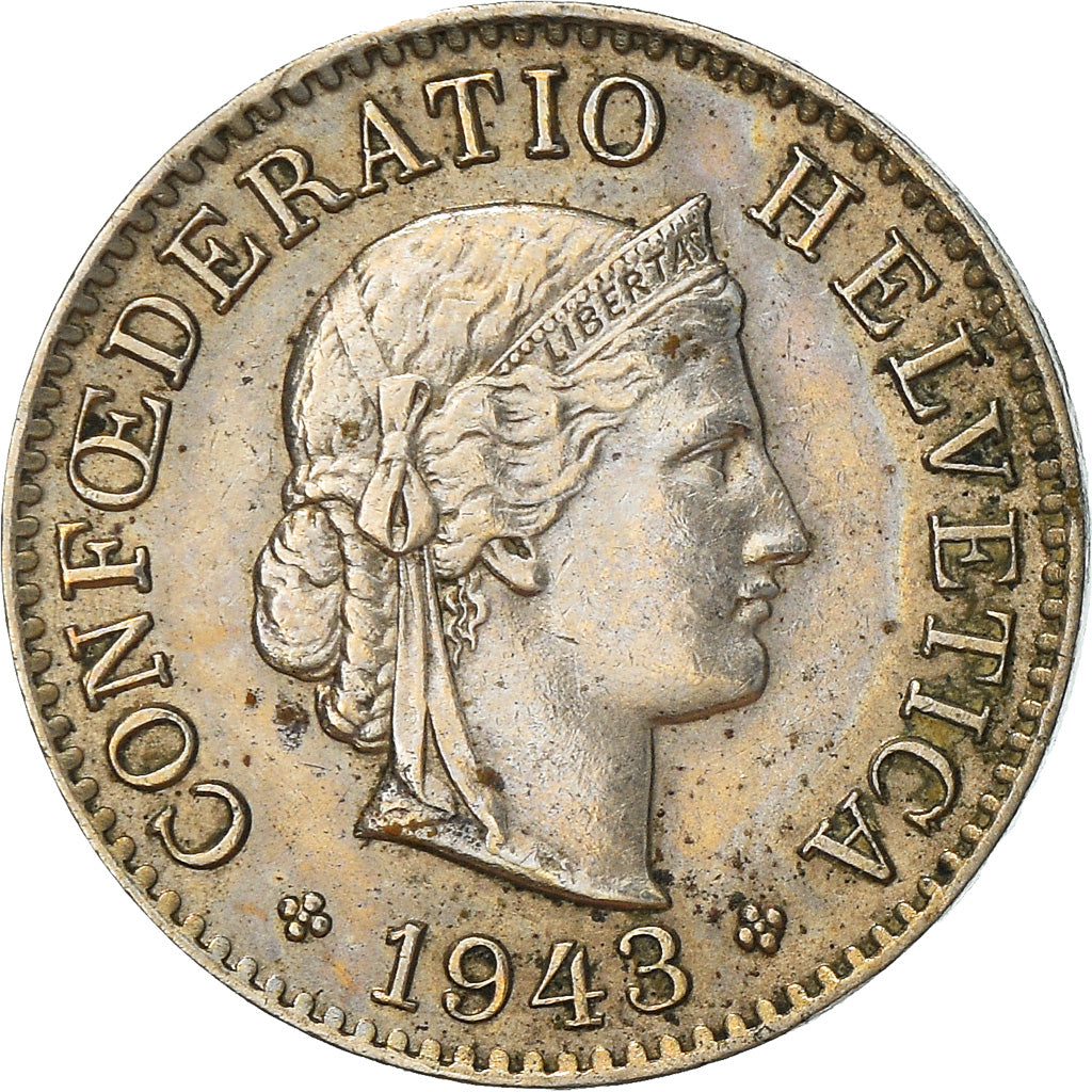 Moneta, Szwajcaria, 5 Rappen, 1943, Bern, AU(50-53), Miedź-Nikiel, KM:26