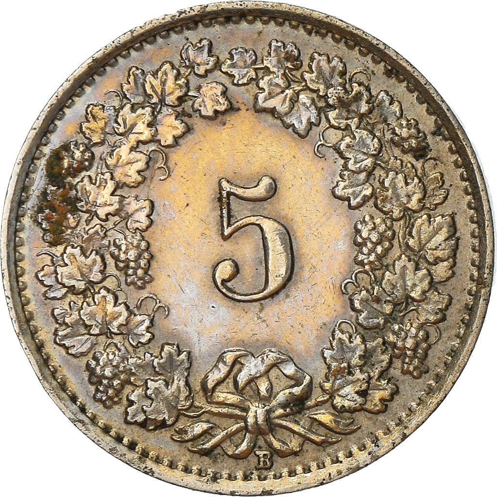 Moneta, Szwajcaria, 5 Rappen, 1943, Bern, AU(50-53), Miedź-Nikiel, KM:26