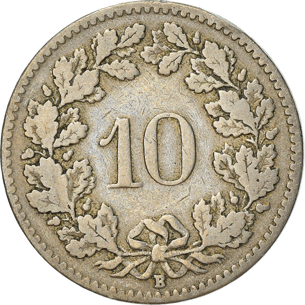 Moneta, Svizzera, 10 Rappen, 1907, Bern, MB+, Rame-nichel, KM:27