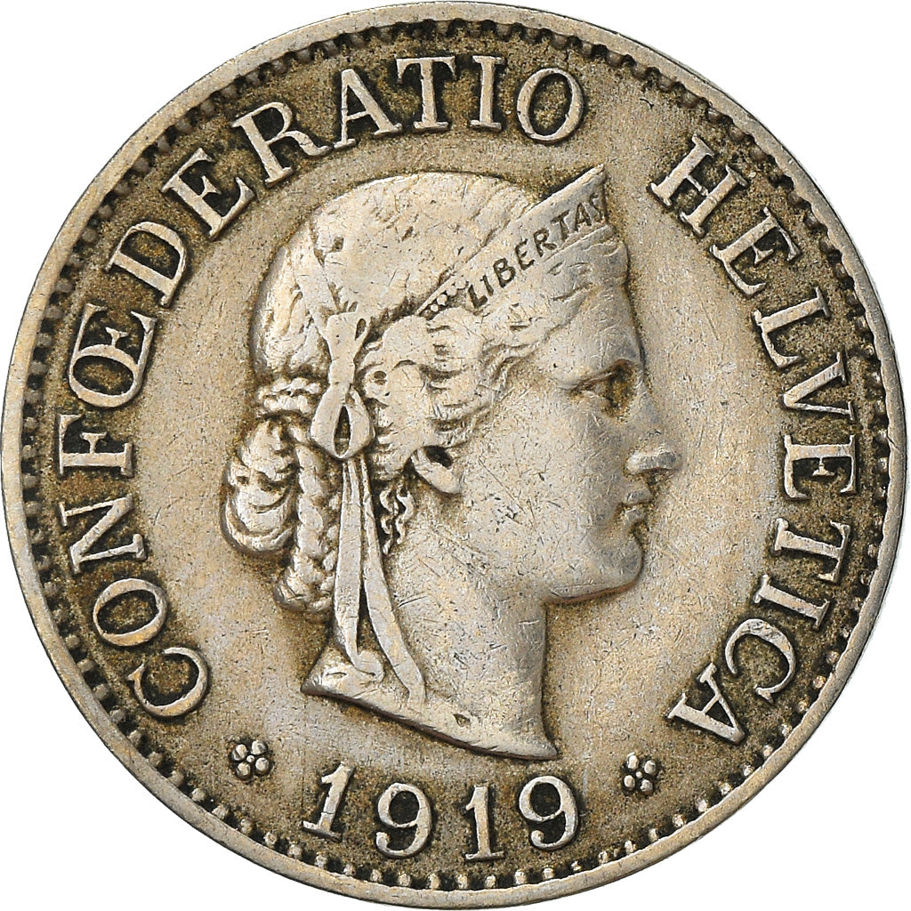 Moneta, Svizzera, 10 Rappen, 1919, Bern, MB+, Rame-nichel, KM:27