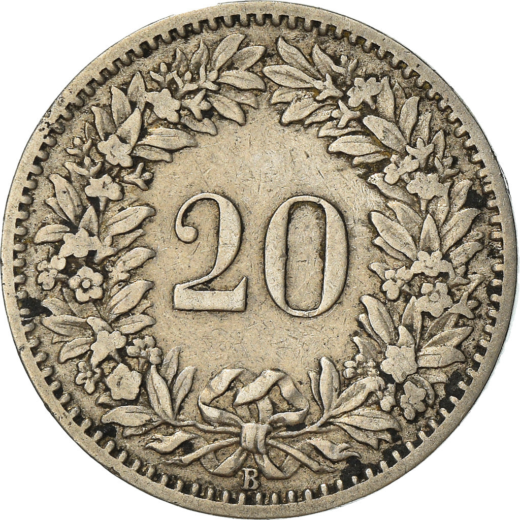 Coin, Switzerland, 20 Rappen, 1883, Bern, VF(20-25), Nickel, KM:29
