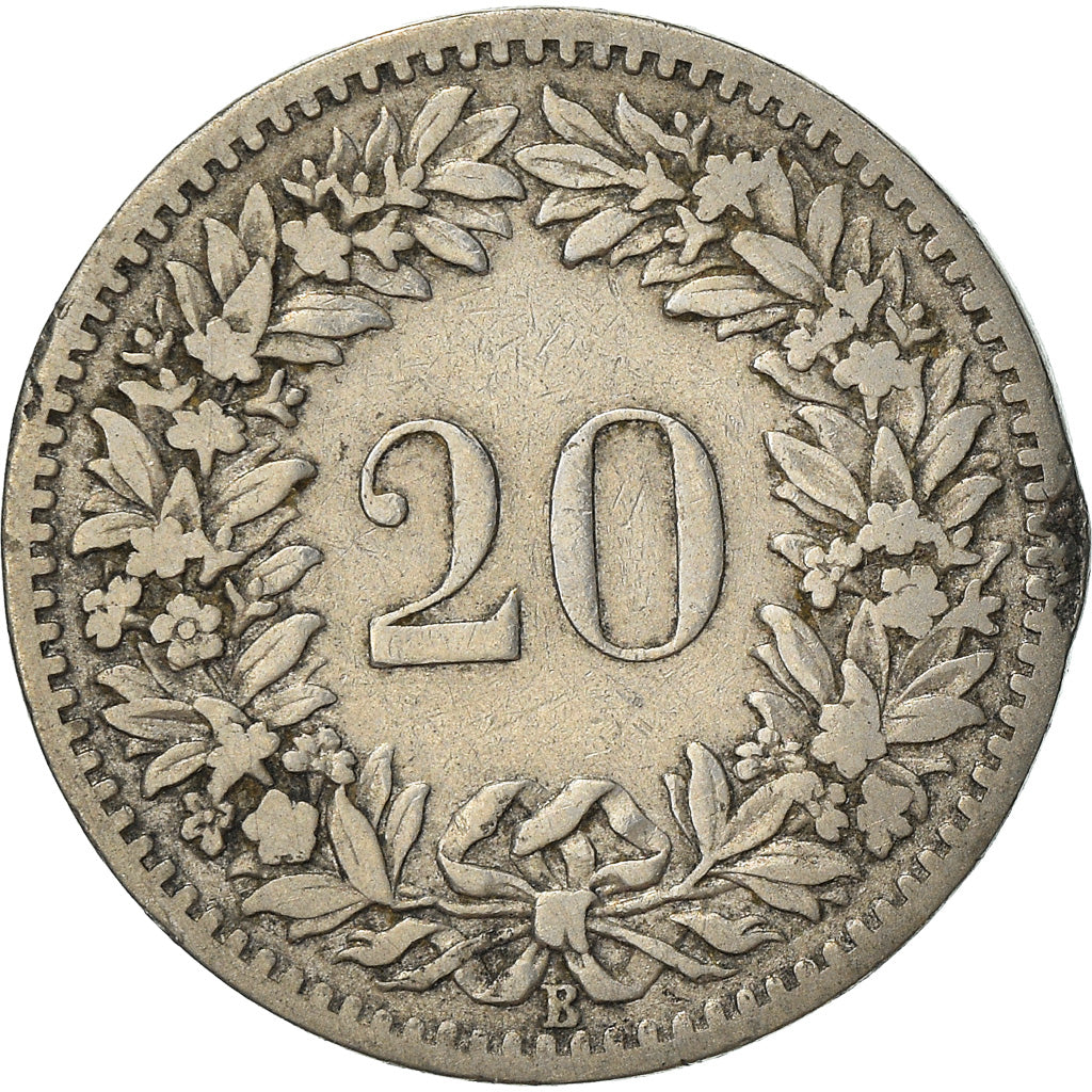Coin, Switzerland, 20 Rappen, 1887, Bern, F(12-15), Nickel, KM:29