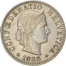 Moneta, Szwajcaria, 20 Rappen, 1938, Bern, AU(50-53), Nikiel, KM:29