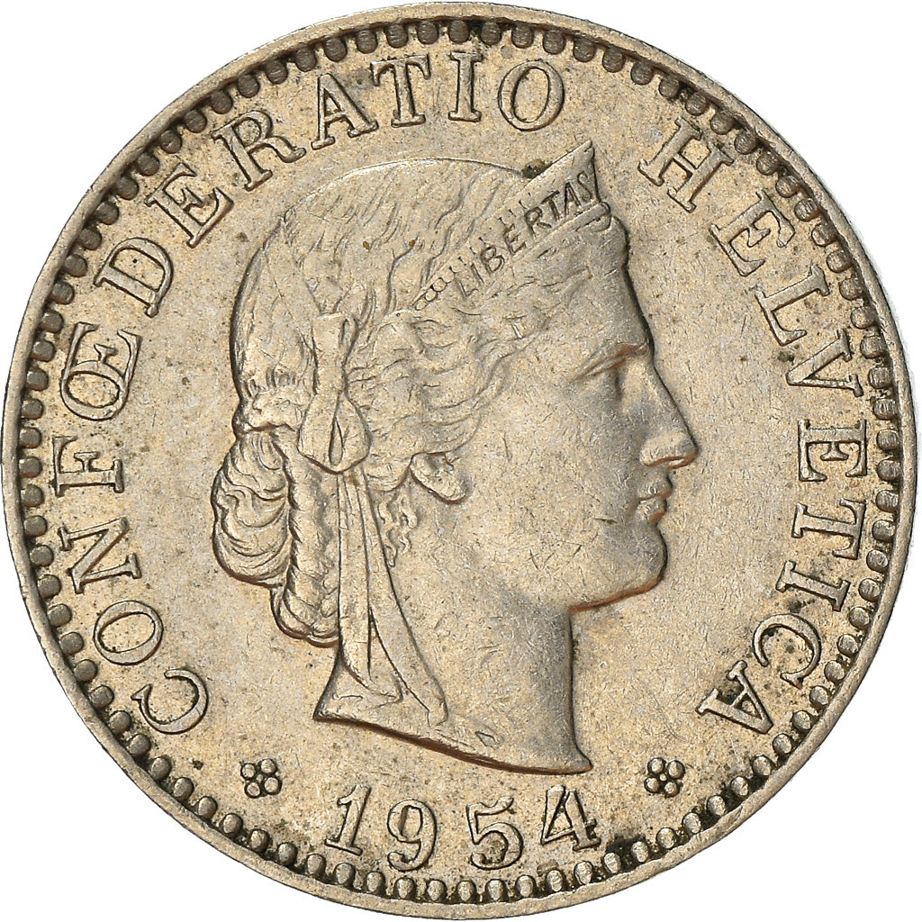 Moneda, Suiza, 20 Rappen, 1954, Bern, MBC, Cobre - níquel, KM:29a