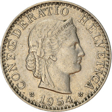 Moneda, Suiza, 20 Rappen, 1954, Bern, MBC, Cobre - níquel, KM:29a