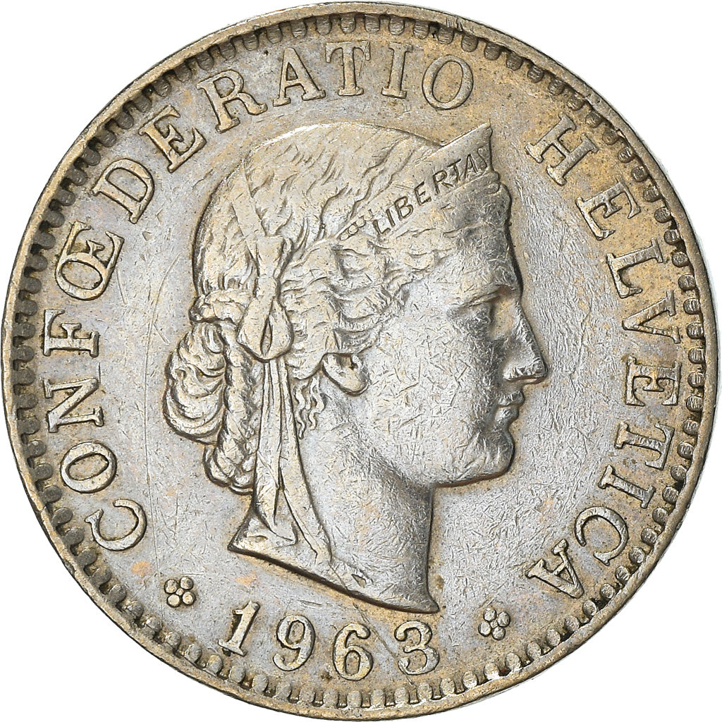 Moneta, Szwajcaria, 20 Rappen, 1963, Bern, EF(40-45), Miedź-Nikiel, KM:29a
