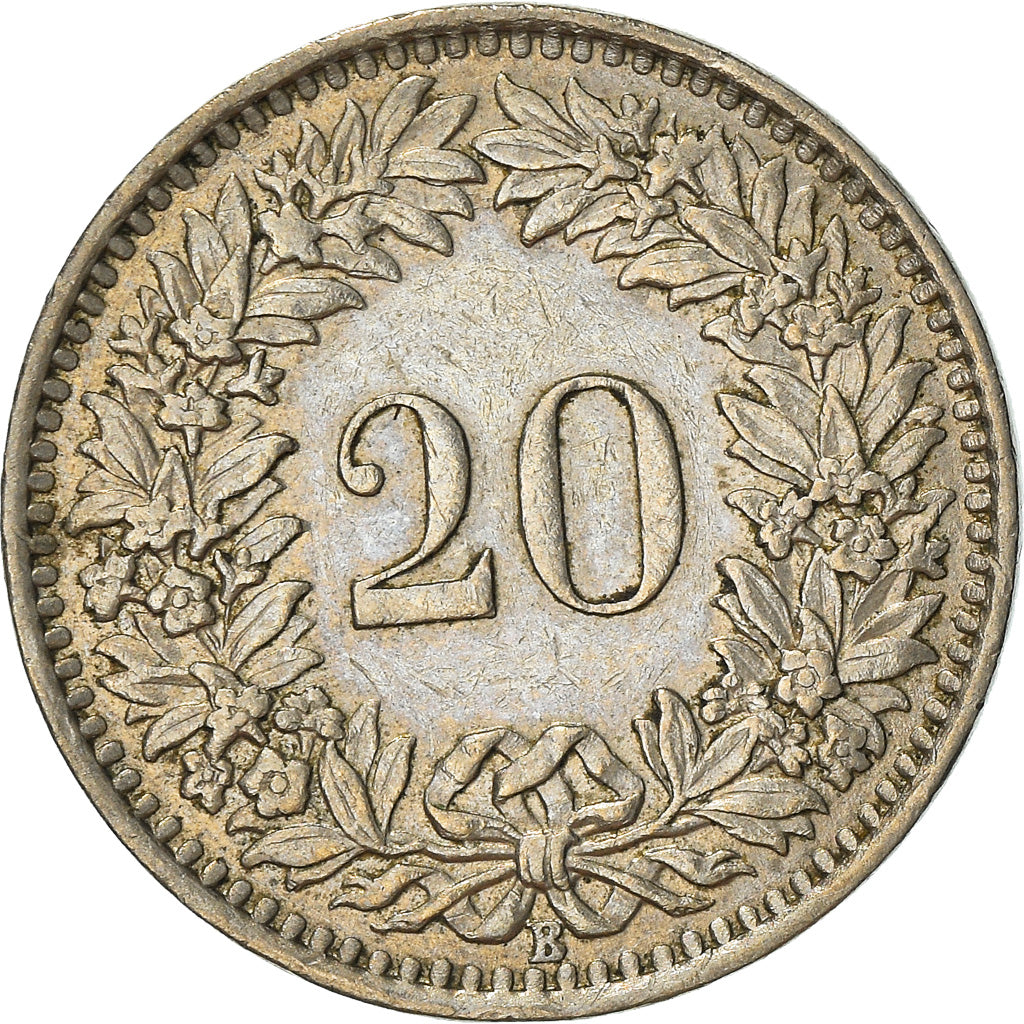 Moneta, Szwajcaria, 20 Rappen, 1963, Bern, EF(40-45), Miedź-Nikiel, KM:29a