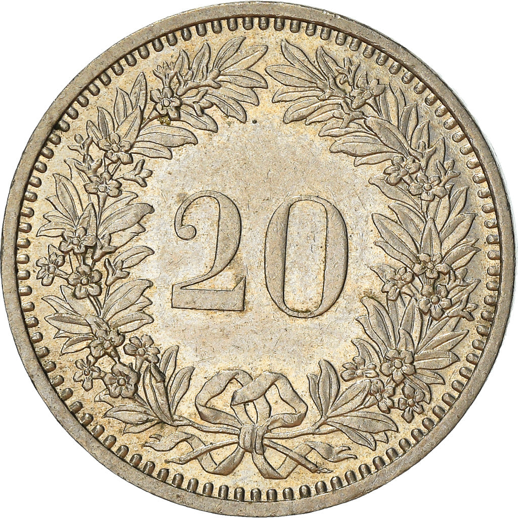 Moeda, Suíça, 20 Rappen, 1985, Bern, AU(50-53), Cobre-níquel, KM:29a