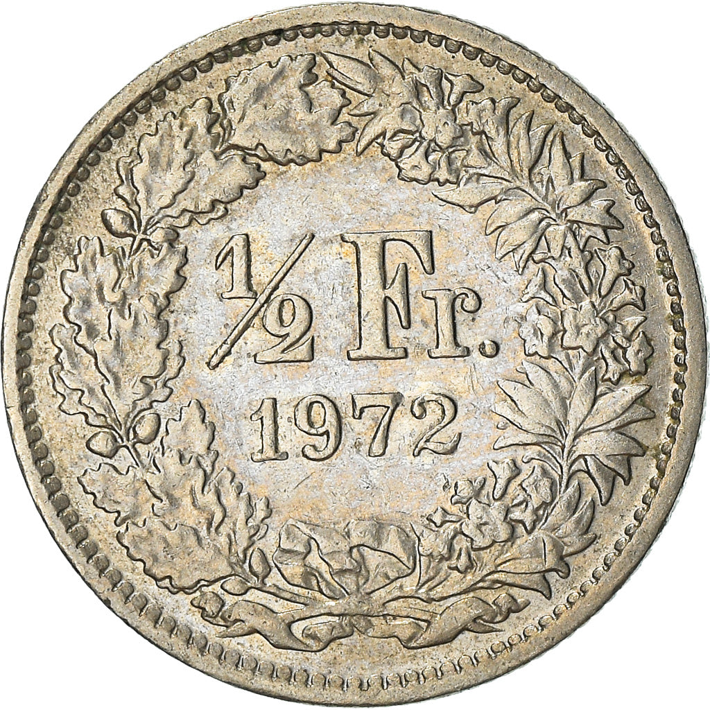 Münze, Schweiz, 1/2 Franc, 1972, Bern, S, Copper-nickel, KM:23a.1