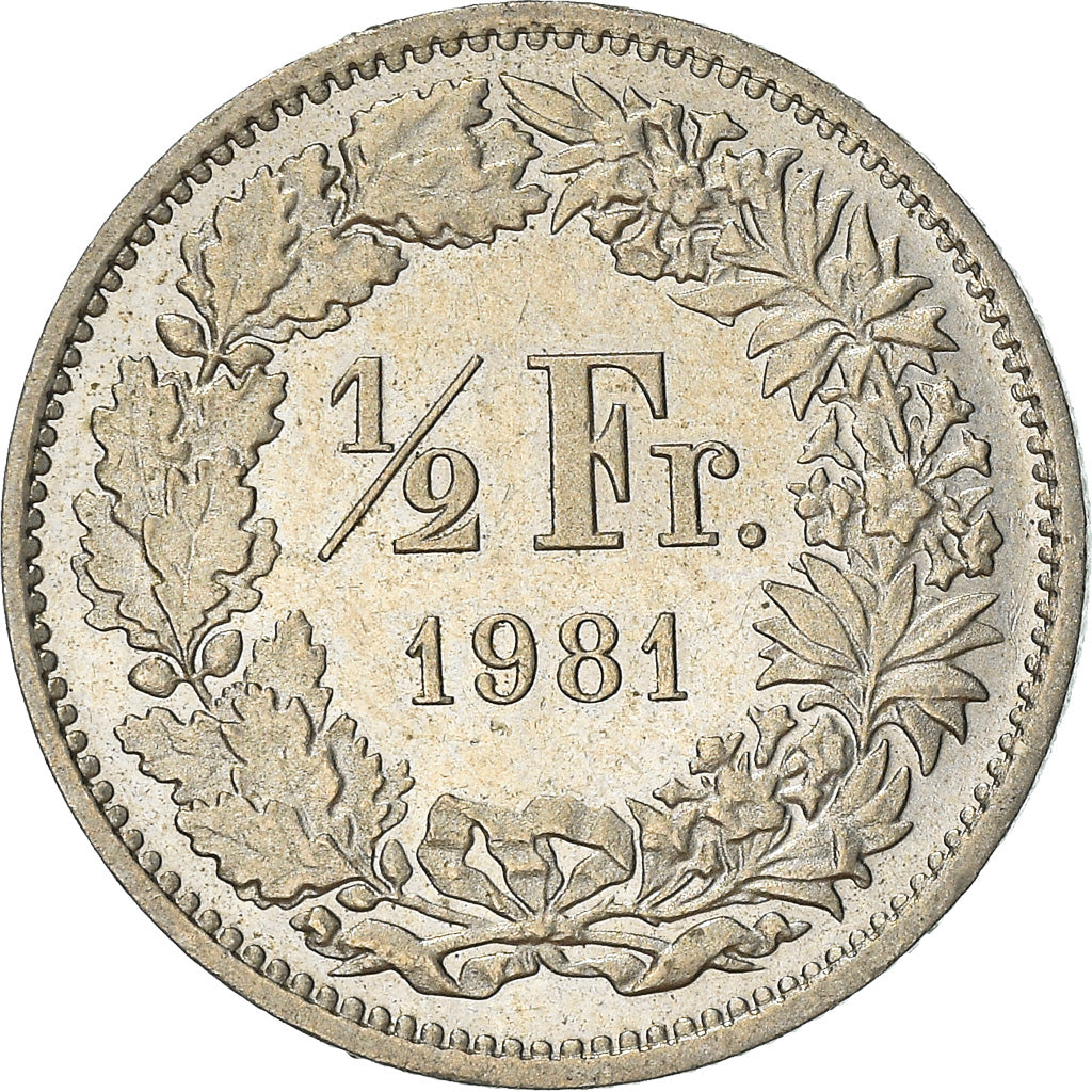 Moneta, Svizzera, 1/2 Franc, 1981, Bern, MB+, Rame-nichel, KM:23a.1