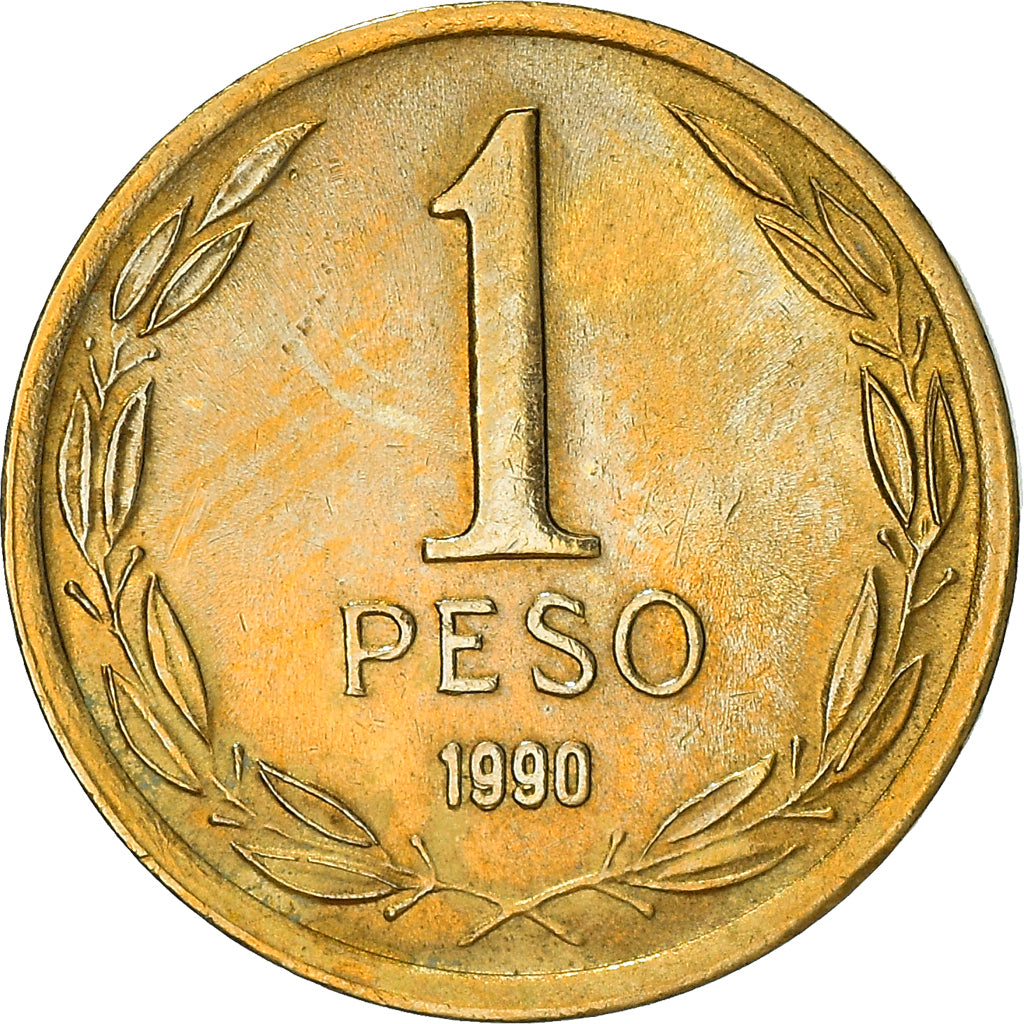 Münze, Chile, Peso, 1990, S+, Aluminum-Bronze, KM:216.2