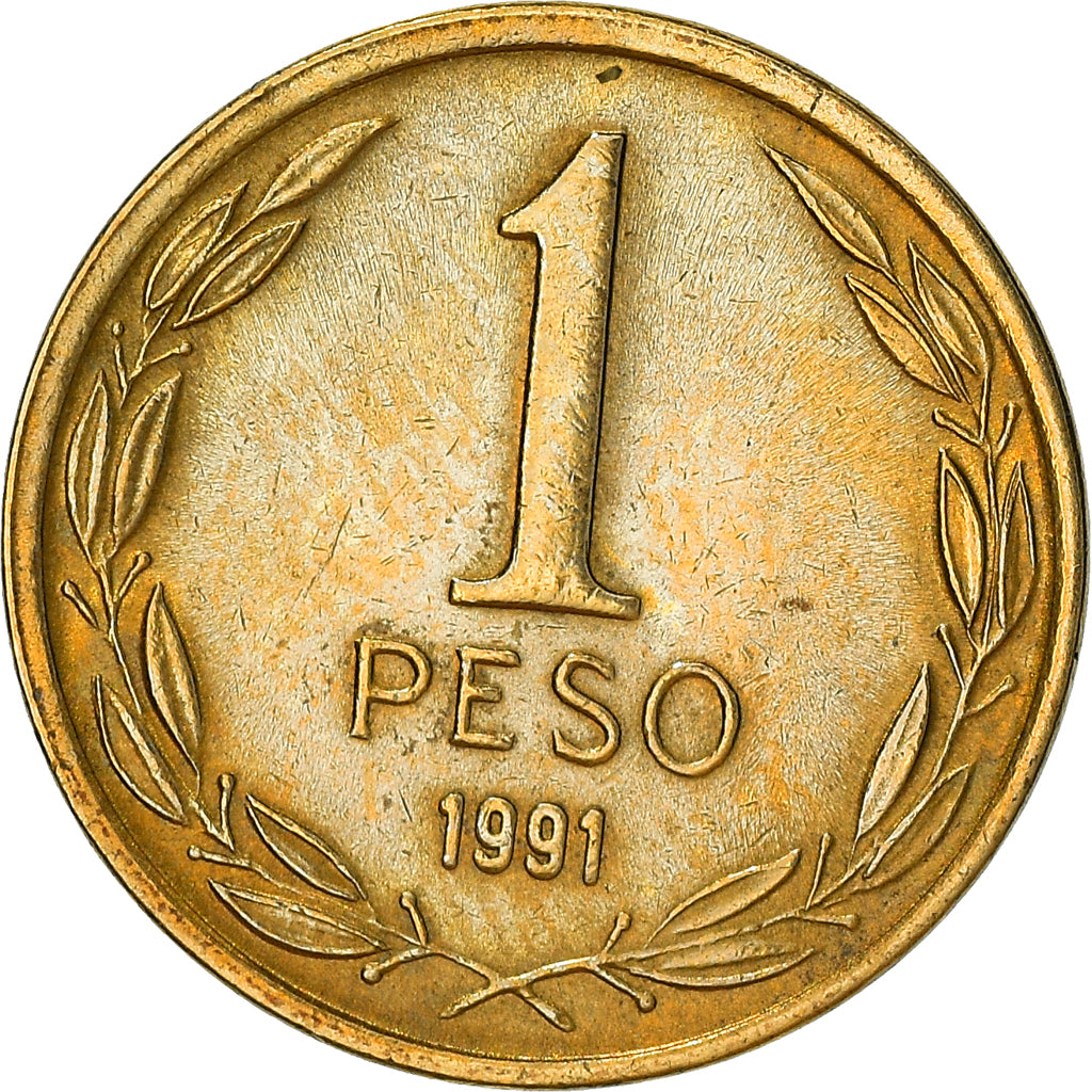 Moeda, Chile, Peso, 1991, AU(50-53), Alumínio-Bronze, KM:216.2