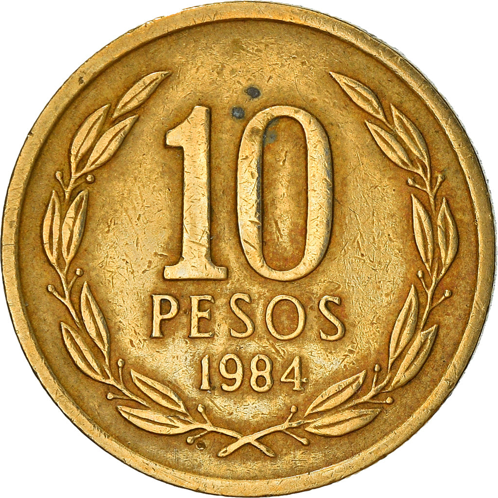 Monnaie, Chile, 10 Pesos, 1984, Santiago, TB+, Aluminum-Bronze, KM:218.1