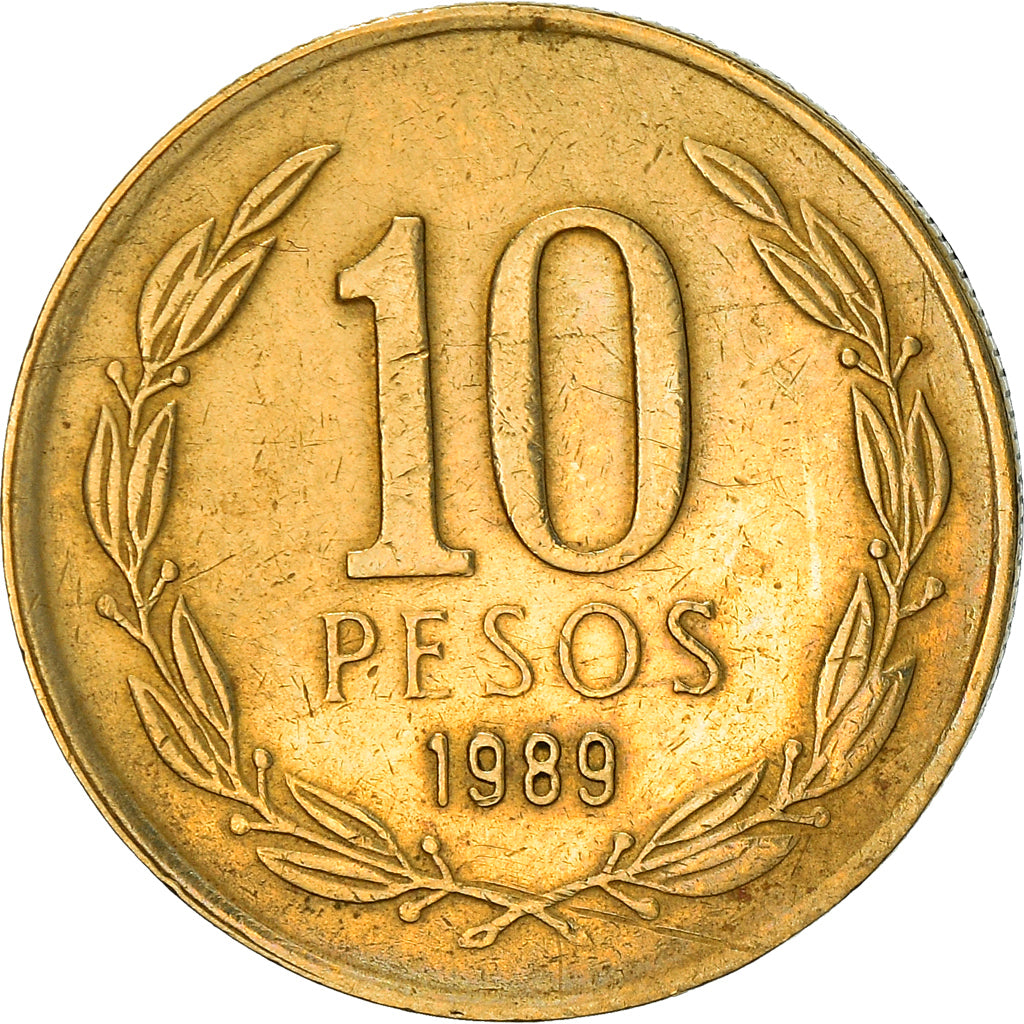 Münze, Chile, 10 Pesos, 1989, Santiago, S, Aluminum-Bronze, KM:218.2