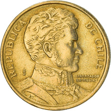 Moneta, Chile, 10 Pesos, 1999, Santiago, VF(30-35), Aluminium-Brąz, KM:228.2