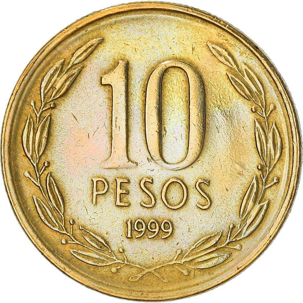 Monnaie, Chile, 10 Pesos, 1999, Santiago, TB+, Aluminum-Bronze, KM:228.2