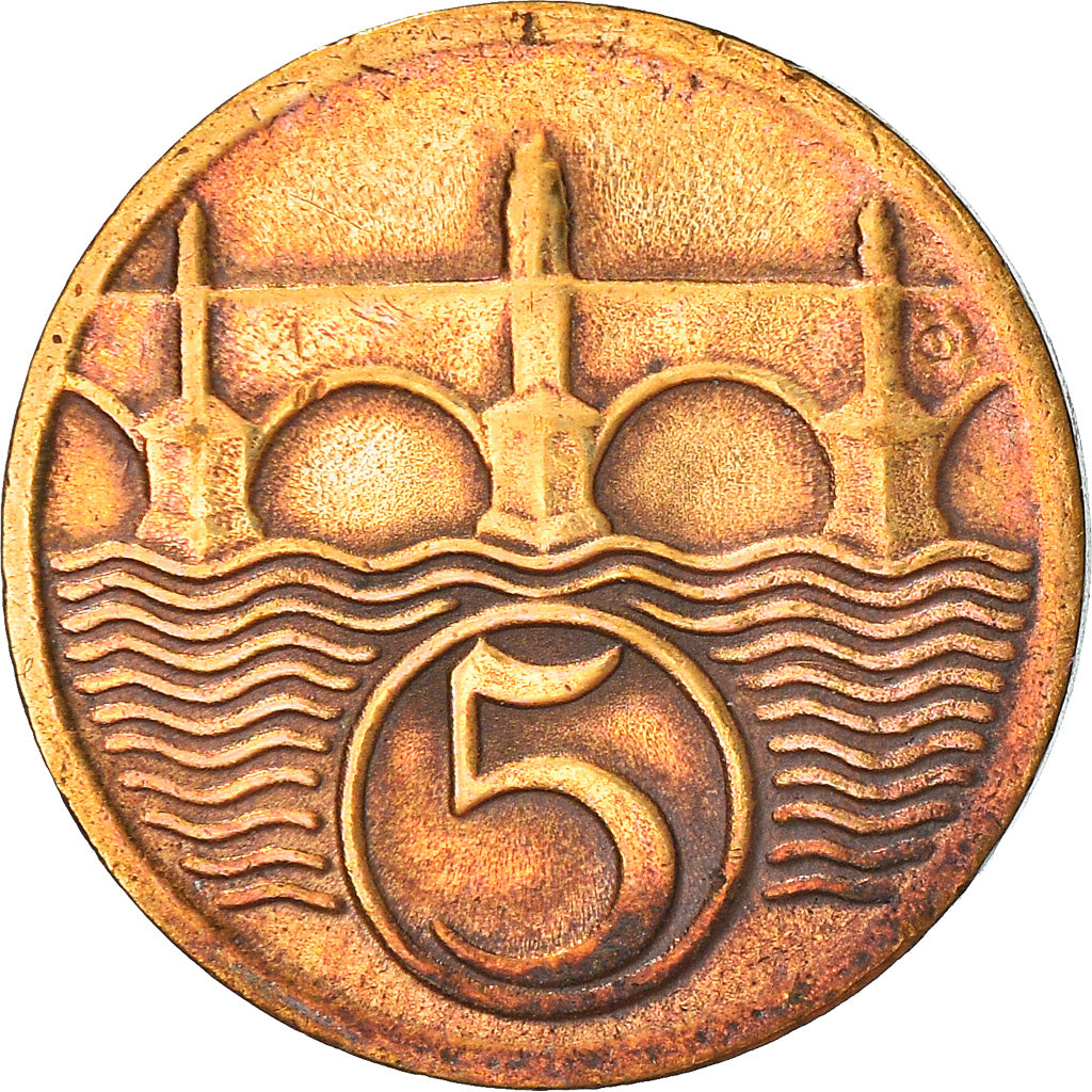 Moneta, Cecoslovacchia, 5 Haleru, 1923, BB, Bronzo, KM:6